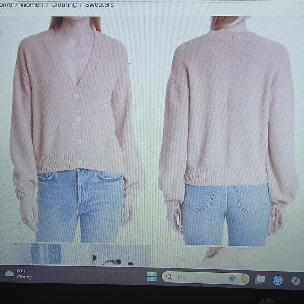 PAIGE Beige V‑Neck Button Cardigan With Ties At Wrists
